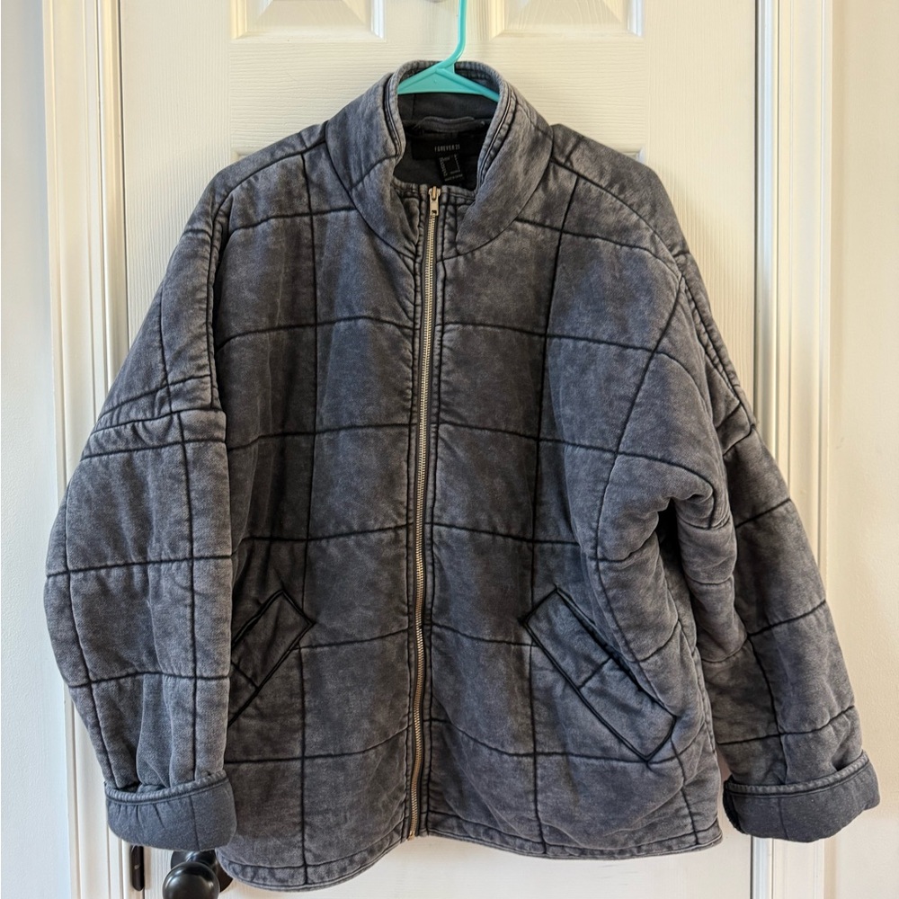 Forever 21 Quilted Charcoal Gray Jacket